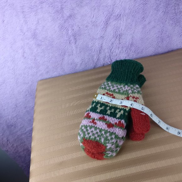 Fair Isle Wool Mittens 100%YAK Wool Fleece Lined Nordic Chunky Knit Mde in Nepal - Picture 11 of 11